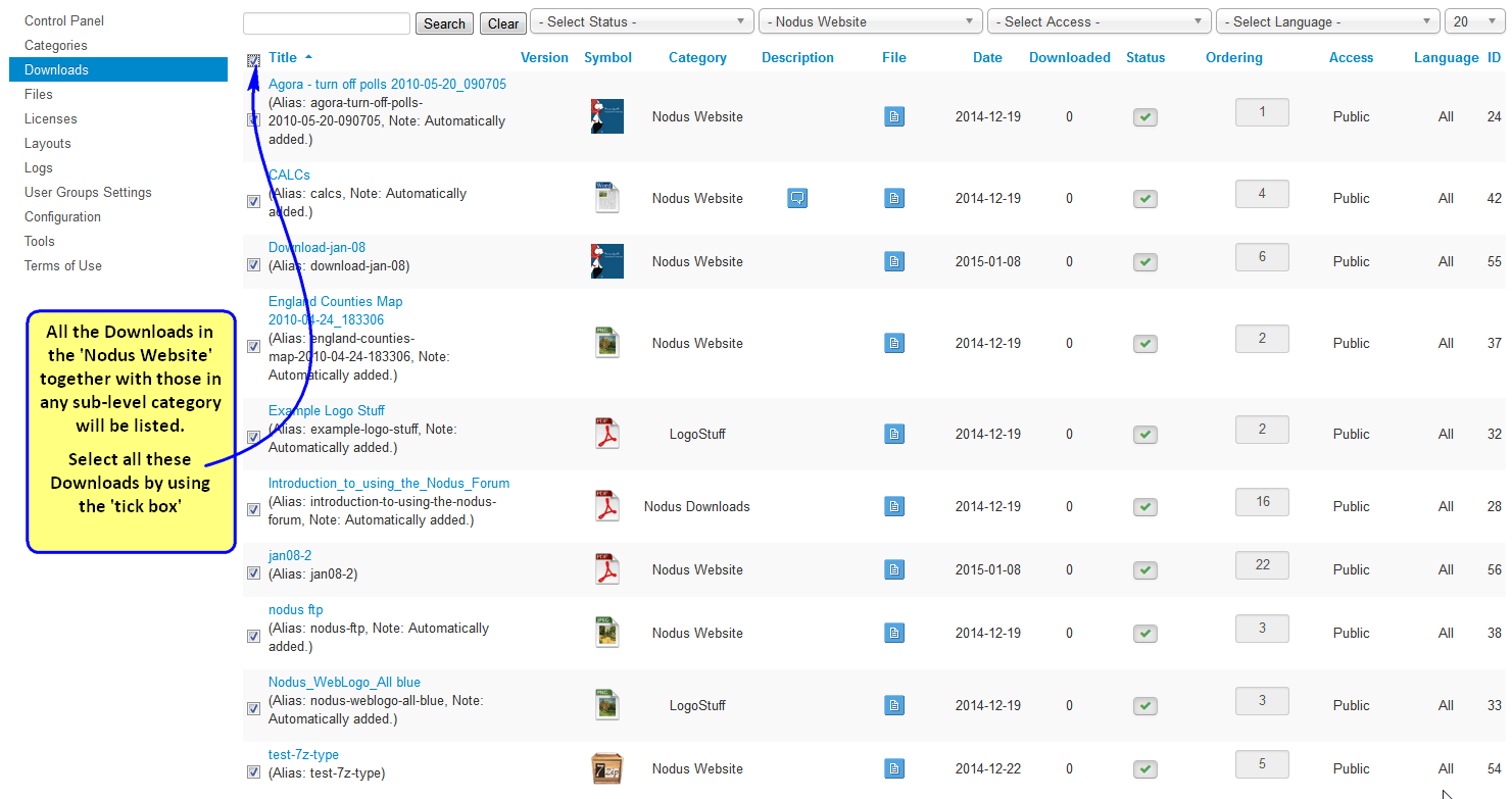 Rapidly setting View Access Levels of multiple Categories and Downloads ...