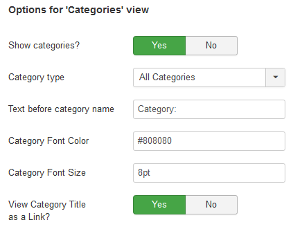 Related options Categories