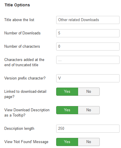 Related options Title