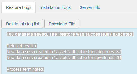 Restore log