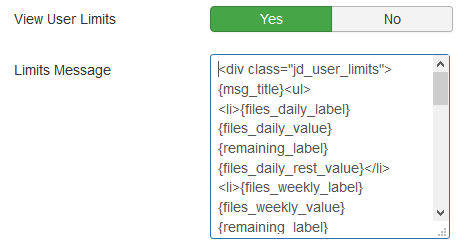 user limits enable view