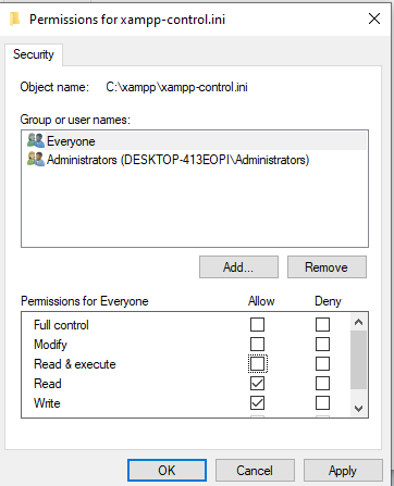 access denied create file error01