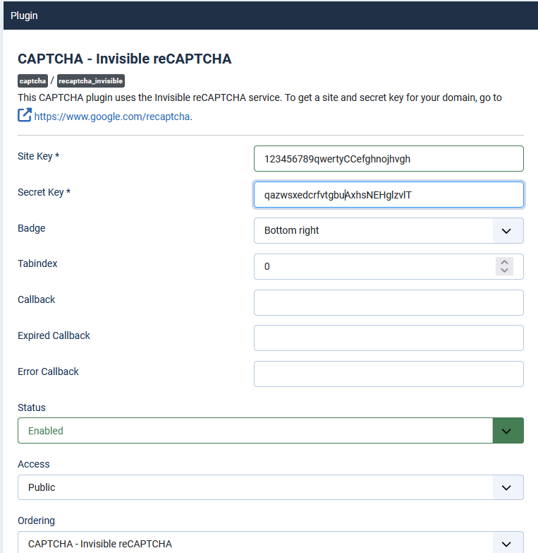 CAPTCHA v3 plugin details