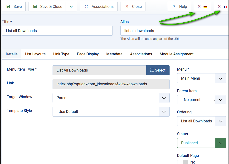 V4 menu category list