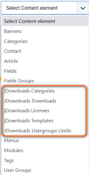 V4 content element list