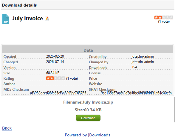 V4 download details with tabs