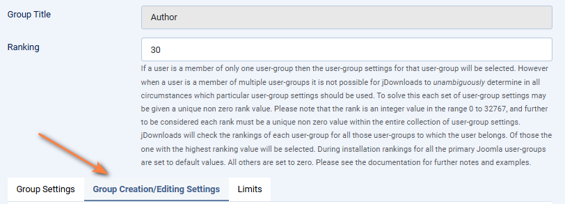 V4 user group settings