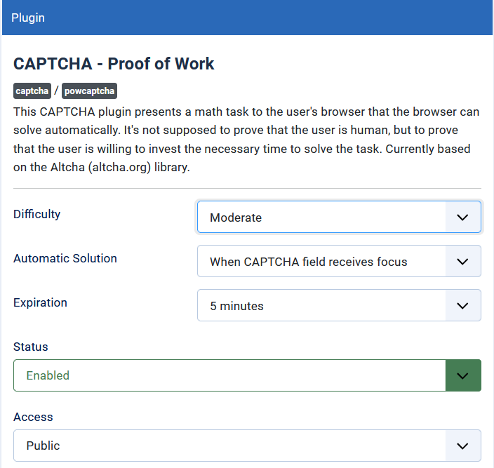 V4 CAPTCHA Proof of Work Plugin