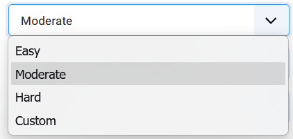 V4 difficulty options