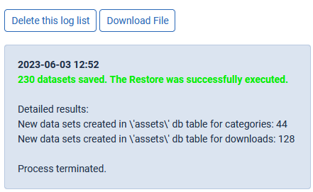V4 restore logs report