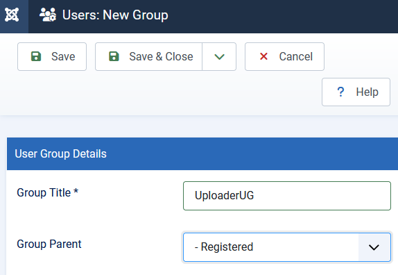 V4 setup joomla user group