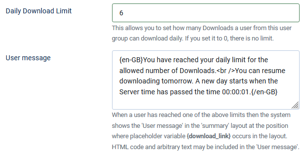 user limits daily number