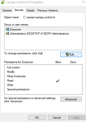 access denied create file error02